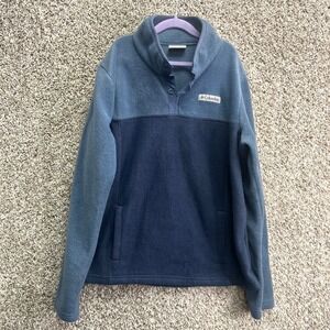 Columbia Sweatshirt Boys Large (14/16) Blue Colorblock Snap-Neck Fleece Pullover